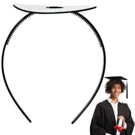 Dimissionshue Hårbøjle, Justerbar Sort Hårbøjle Indsats til Dimissionshuer, Skridsikker Hårbøjle Sikrer Huen & Beskytter Frisure, Simpel