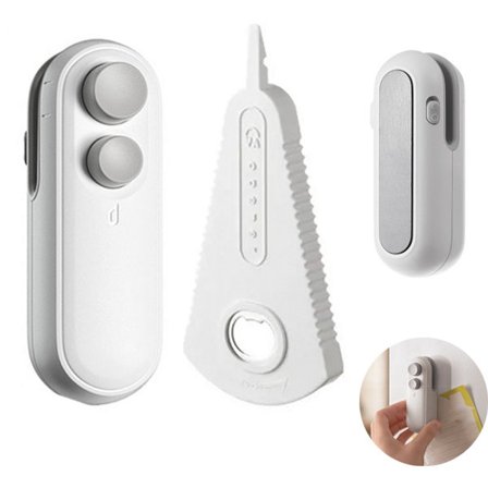 Käsisulkija ja tölkinavaaja 2-osainen magneettinen ja ladattava muovipussinsulkija kestävä muotoilu 2 in 1 terällä minipussinsulkija lämpö valkoinen