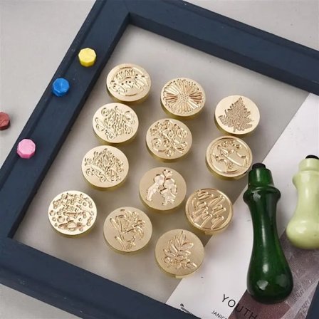 Plant Wax Seal Stamp Diy Fire Lacquer Greetings Gaisy Rose Flower Seals Wedding Invitation Sealing Thank You Wax Stamp