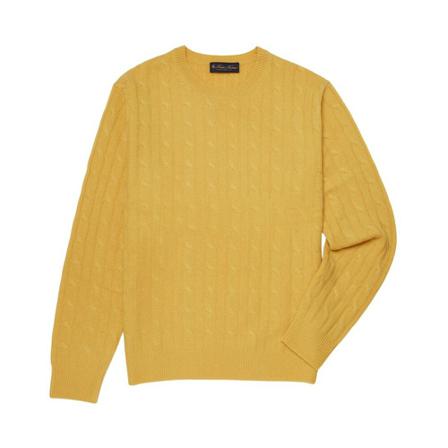 Brooks Brothers Cable-Knit Crew-Neck Sweater Gul, Herre