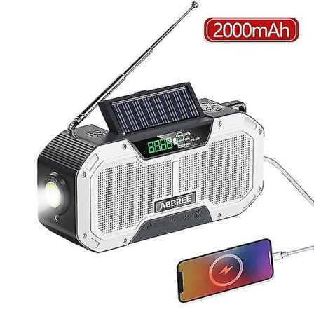 Ipx5 Vattentät Autoskanning Nödradio Solhandvev Bärbar Am/fm Radio 2000/ För Utomhus Med Ficklampa