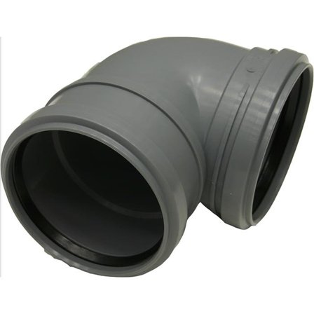 Pipelife 176001 WC-bøy med 2 muffer, lavtbyggende sprang, 110 mm, Innendørsavløp