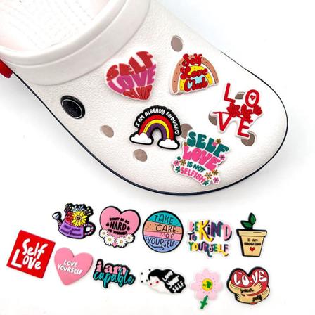 16 stk Self-Care Shoe Charms Love Yourself-serien Blomsterknapper for skodekorasjon