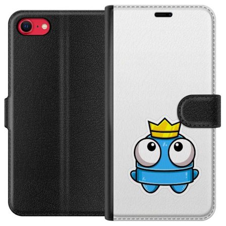 Yhteensopiva Lompakkokotelo Apple Apple iPhone 7 Sininen piirros hahmo kruunulla ja suurilla silmillä leikkisässä kuninkaallisessa tyylissä