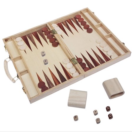 Avanceret indlejret backgammon-brætspil i træ. Klassisk Foldi