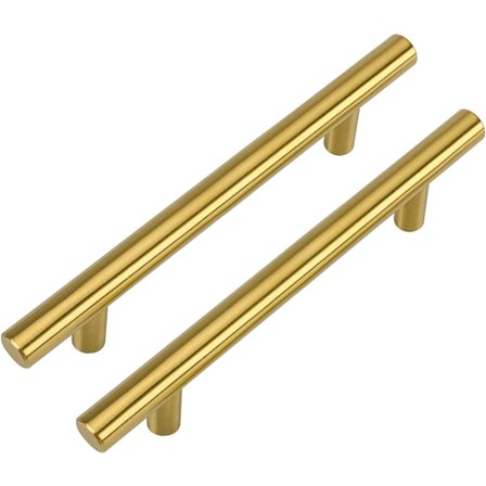 Sæt med 10 skuffegreb skabgreb rustfrit stål møbelgreb børstet messing til køkken, badeværelse, soveværelse, kontorhåndtag 128mm