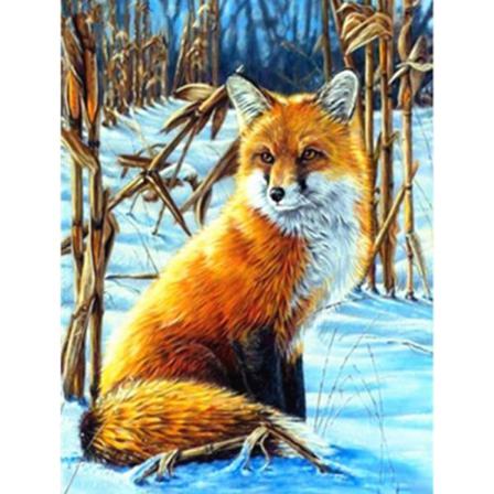 5d Diy Diamond Painting Snow Fox Full Round Broderi Craft Wall A Som På Bilden 1 35x45cm
