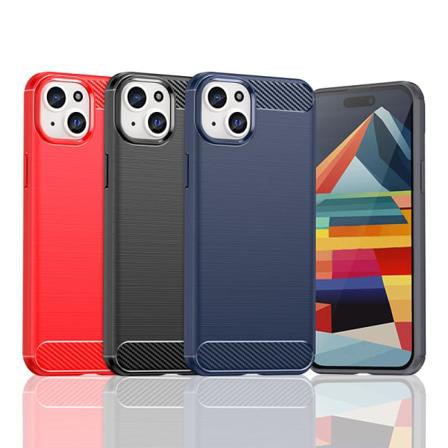SKALO iPhone 15 Plus Armor Carbon Iskunkest v TPU suojakuori - Blue