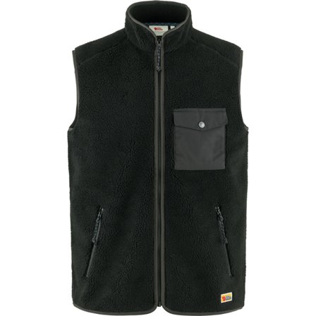 Fjällräven Men's Vardag Pile Fleece Vest in Black/Dark Grey | Size: Medium, G-1000/Polyester/Elastic