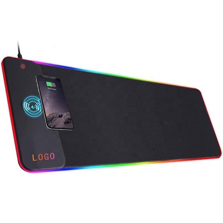 Trådlös Laddning RGB Gaming Musmatta 15W, LED Musmatta 800x300x4MM, 7 Ljuslägen