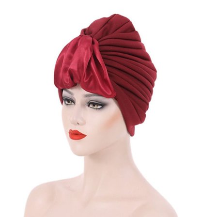 Laskostettu turbaani Naisten Kemo Cap WINE RED - korkea laatu
