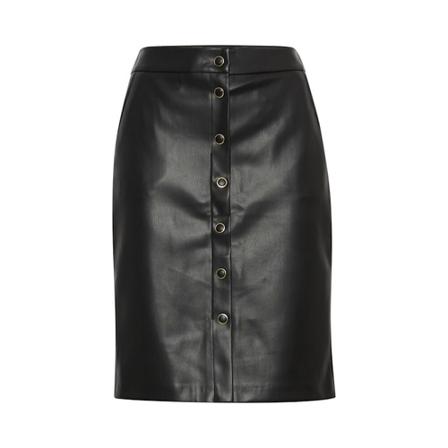 Fransa Leather Skirts Sort, Dame