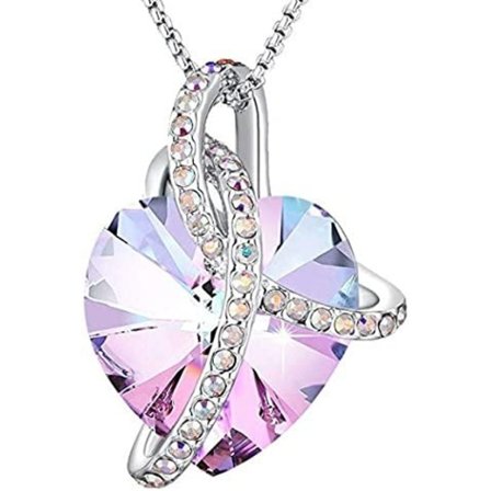 Halsband med hjärtformad ametist - Present till mamma