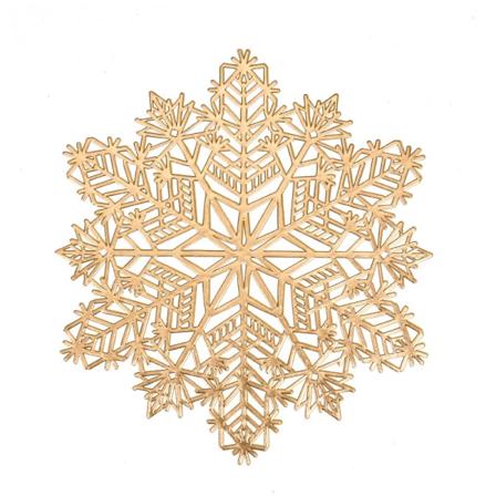 3 stycken julsnöflinga platsmattor i guldmetall, semestervinyl bordsmattor, tvättbara, lämpliga för semester (guld) Gold