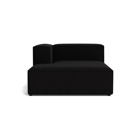 Lissabon XL Chaiselong, Venstrevendt - Danubio Sort - Modulsofa - Kvalitetsstof, Krydsfiner Ramme - 130x170x72cm - Slidstærk Sort Chaiselong Sofa
