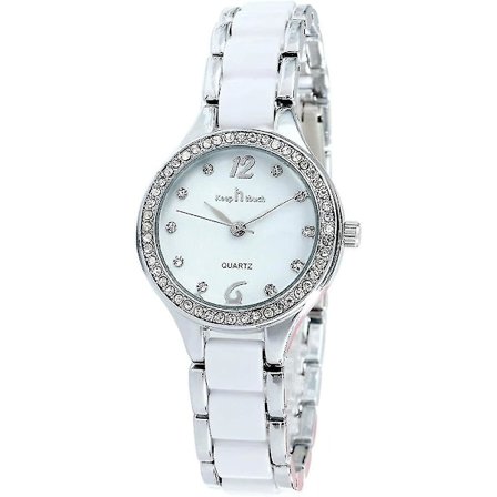 Klokker for kvinner, dame keramiske klokker, mote luksus kvarts vanntett rustfritt stål armbåndsur sølv