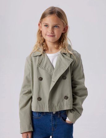 name it Nkfmadelin Trench Coat Short - Green - 122