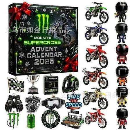 Motorcykel Julekalender 2025 - 24 dages nedtællingskalender julegave til motorcykelentusiaster og -kørere, 2D akryl julepynt, juletræ O