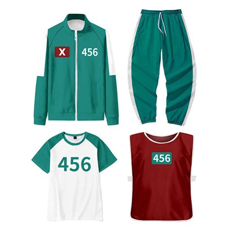 Squid Game 3-personers Cosplay Kostume Træningsdragt Komplet Beklædningssæt