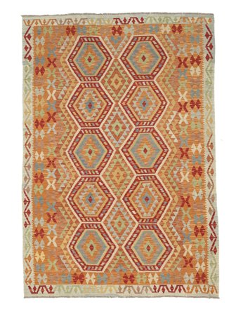 Hand Woven Kilim Afghan Old Style Rug 205X285 Wool Brown/Orange