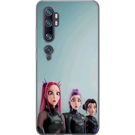Kompatibelt Mobildeksel til Xiaomi Xiaomi Mi Note 10 Pro Tre animerte kvinner med fargerikt hår i futuristisk stil og overraskede uttrykk
