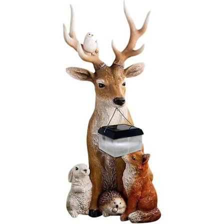 Solar Resin Hjort Kanin Pindsvin Ulv Figur Hjort Håndværk Haveminiaturer Og Gårdpynt Skulpturer Dekoration