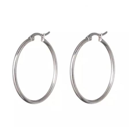 Klassiska Runda Hoop Silver Örhängen i Rostfritt Stål - 2,9 cm Silver