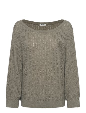 Monki Loose Open-Knit Side Slit Sweater - Khaki green - XS