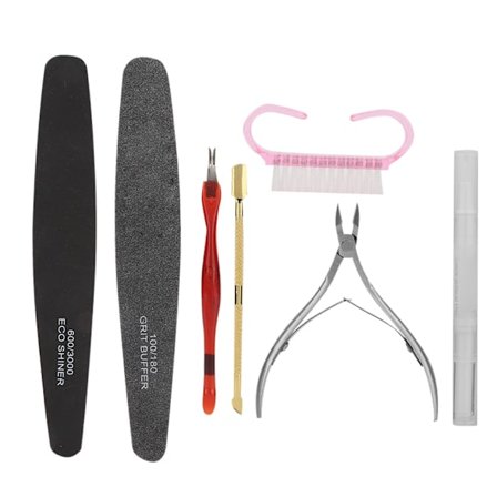 Nagelklippningsverktyg Döda Hud Sax Gaffel Stål Pusher Nagelfil Dammborste Kit 7st