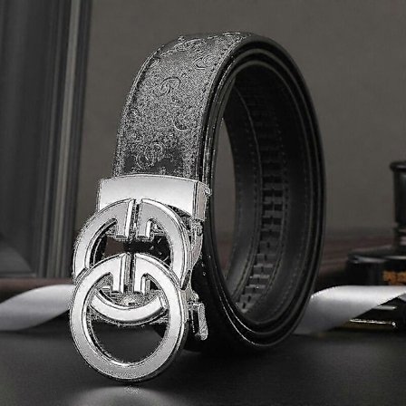 Ægte læder herrebælter - Luksuriøs koskind med dobbelt G-bogstav spænde design - Berømt mærke kjole bryllup arbejdsbælte