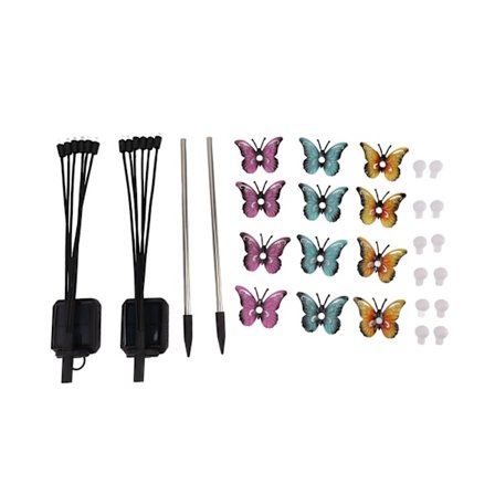 2 Set LED Aurinkoperhospuutarhavalot Vedenpitävä Ulkokoristeellinen Rauta Maisemavalo