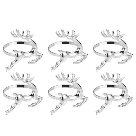 6 stk sølv julehjort serviettklemme serviettring serviett