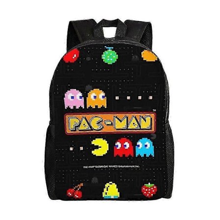Pac Man Mångsidig Ryggsäck Tvättbar Casual Stil Skola Student Ryggsäck Trendig Oxford Tyg Datorväska Unisex-hjka3608