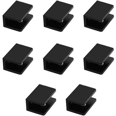 8 st fyrkantiga glashylleklämmor i aluminiumlegering (lämpliga för 5-8 mm tjockt glas)