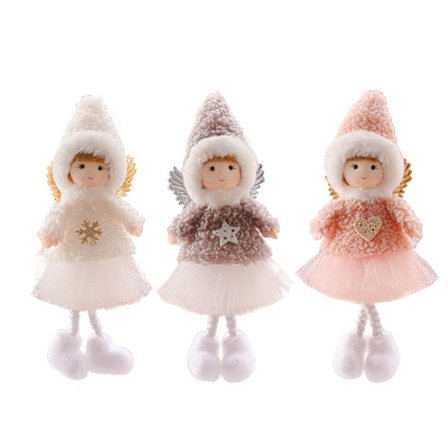 3 Suspensions de poupées de Noël en forme d'ange aux longues jambes, en forme de fille, pour la decoration de l'arbre de Noël