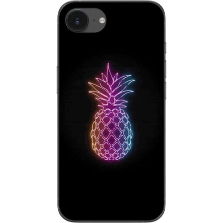 Kompatibelt Mobildeksel til Apple Apple iPhone 16e Neonlysillustrasjon av ananas i fargerikt lys mot svart bakgrunn