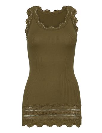 Silk Top W/ Lace T-shirts & Tops Sleeveless Grønn Rosemunde