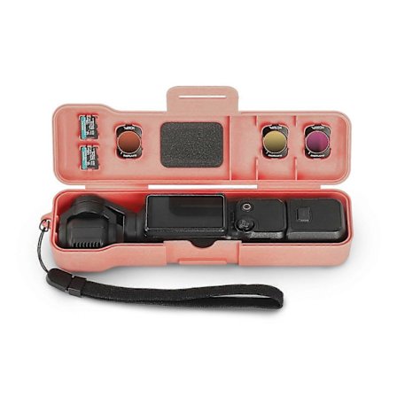 Hardt oppbevaringsetui med snor for reise og fallbeskyttelse – Rosa for DJI Osmo Pocket 3