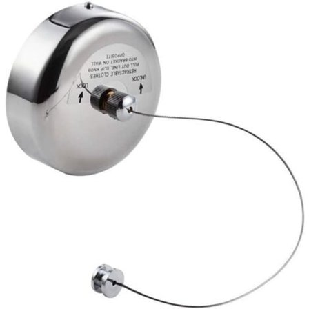 Klesstativ i rustfritt stål, uttrekkbart og utvidbart, polert krom, justerbar snor, 2,8 m, innendørs/utendørs