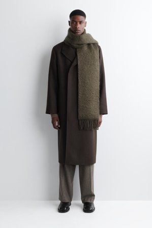 COS Men's Fringed Mohair Scarf in Brown