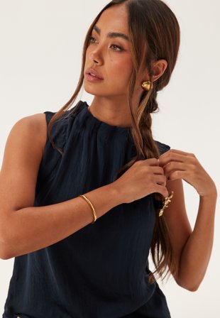 VERO MODA Awshanna Sl High Neck Top Dark Sapphire Klær