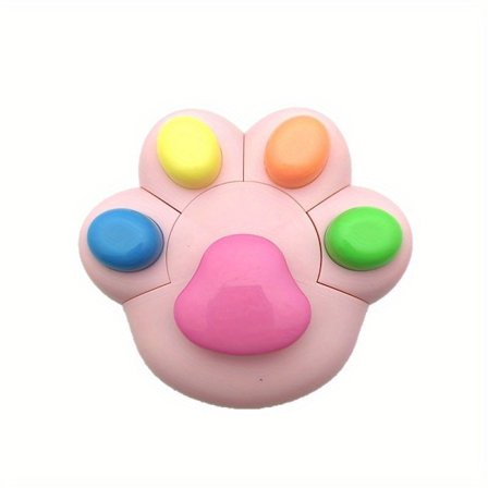 [4 Kattepote Overstregningstusser] Sæt med 4 farverige kattepote-formede overstregningstusser, perfekte til studerende og søde papirvareentusiaster