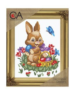 Broderipakke Bilde påskehare gjemmer egg - Collection D'Art