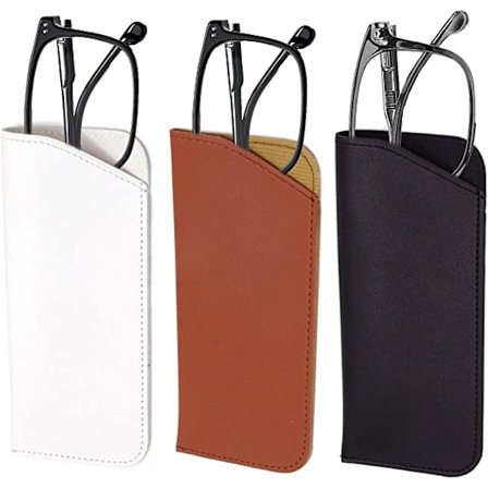 Sett med 3 Cortex myke brilleetuier (svart, hvit, brun)