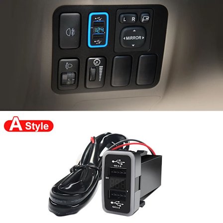 For Toyota Land Cruiser Prado 120 Lc120 2009-2003 Oppgraderte Tilbehør Fj120 Strøm Dobbel USB-Port Hurtiglader Display Spenning