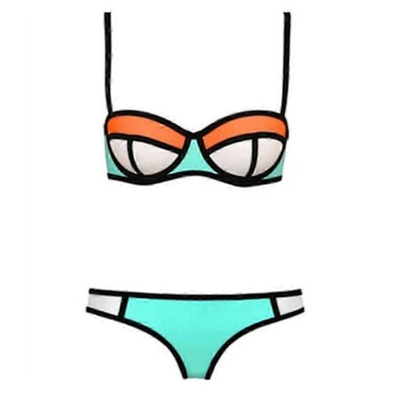 Bikinisæt Trendy Kromatisk Farve Sexet Linned Badedragt S grøn