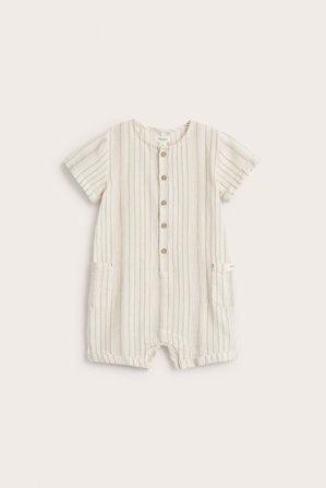 Newbie | Kombinezon z krótkimi rękawami, w paski | Offwhite