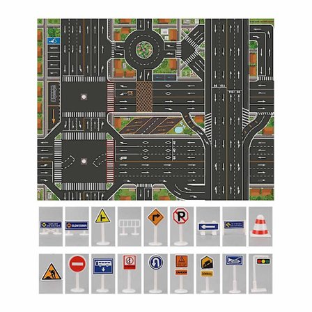 City Kids Lekematte for småbarn. Morsom, lærerik racerbanematte for barnerom, 130*100 cm stort bilteppe for gutter og jenter