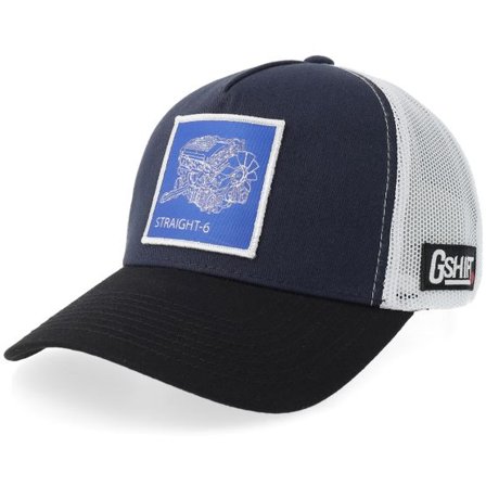 Gearshift - Blå trucker Keps - Straight Six Engine Blueprint Patch Navy/White/Black A-Frame Trucker @ Hatstore