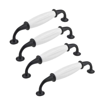 4 stk moderne keramiske skabshåndtag til toiletbordsskabsskuffe (aluminiumslegering, hulafstand: 128MM)